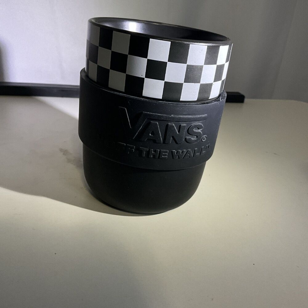 Vans "Off The Wall" Ceramic Mug With Silicone Sleeve Black & White Checkerboard
